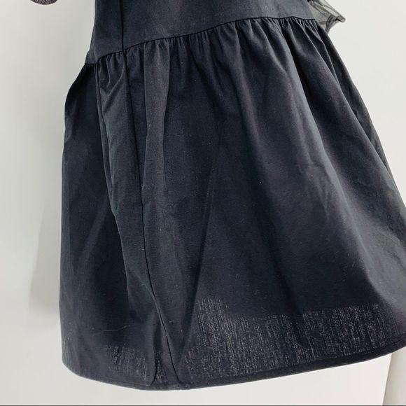 Topshop Babydoll Pouf sleeve peplum blouse black 2P Square Neck Top 8989 - Picture 6 of 12